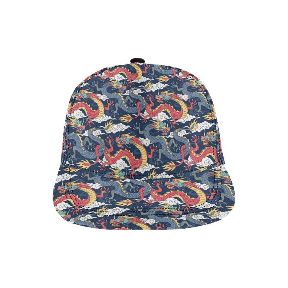 Blue red dragon cloud pattern All Over Print Snapback Cap