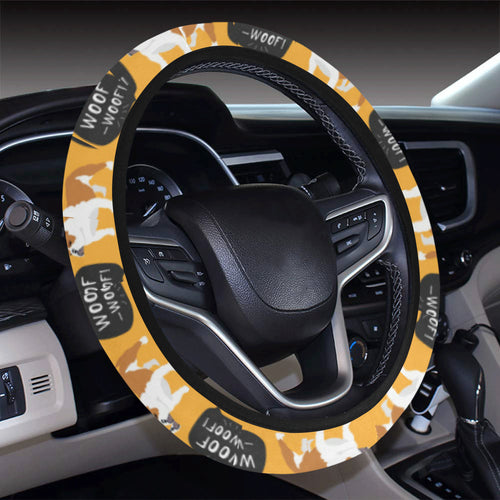 English Bulldog Pattern Print Design 04 Car Steering Wheel Cover