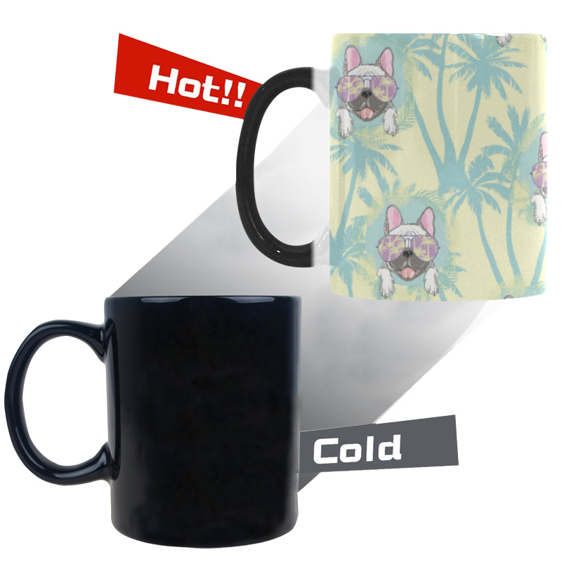 French bulldog hawaii blackground Morphing Mug Heat Changing Mug