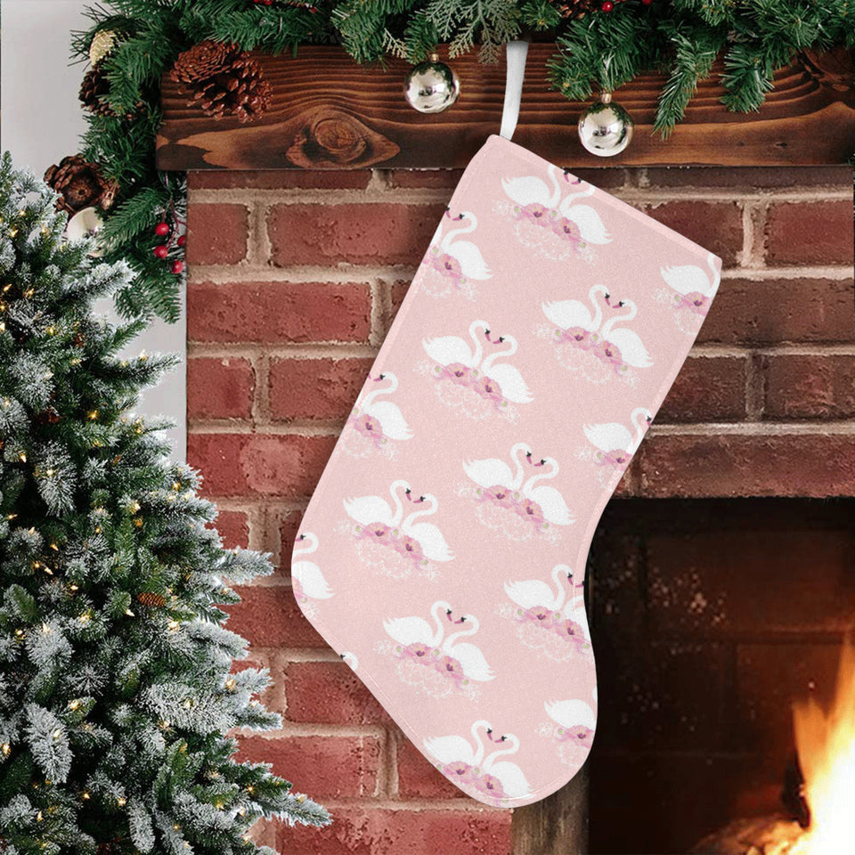 White swan and flower love pattern Christmas Stocking