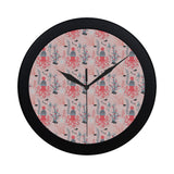 Octopus winter hat garland Fish candy Seaweed Cora Elegant Black Wall Clock