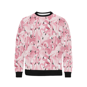 Pink flamingos pattern background Men's Crew Neck Sweatshirt