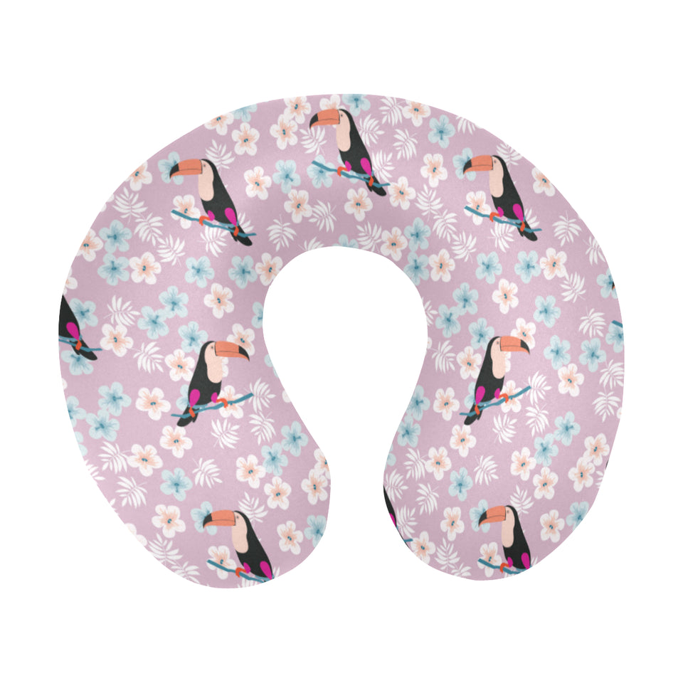 Beautiful toucan flower leaves U-Shaped Travel Neck Pillow