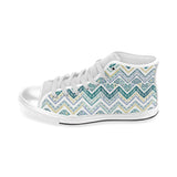 zigzag  chevron paint design pattern Men's High Top Canvas Shoes White