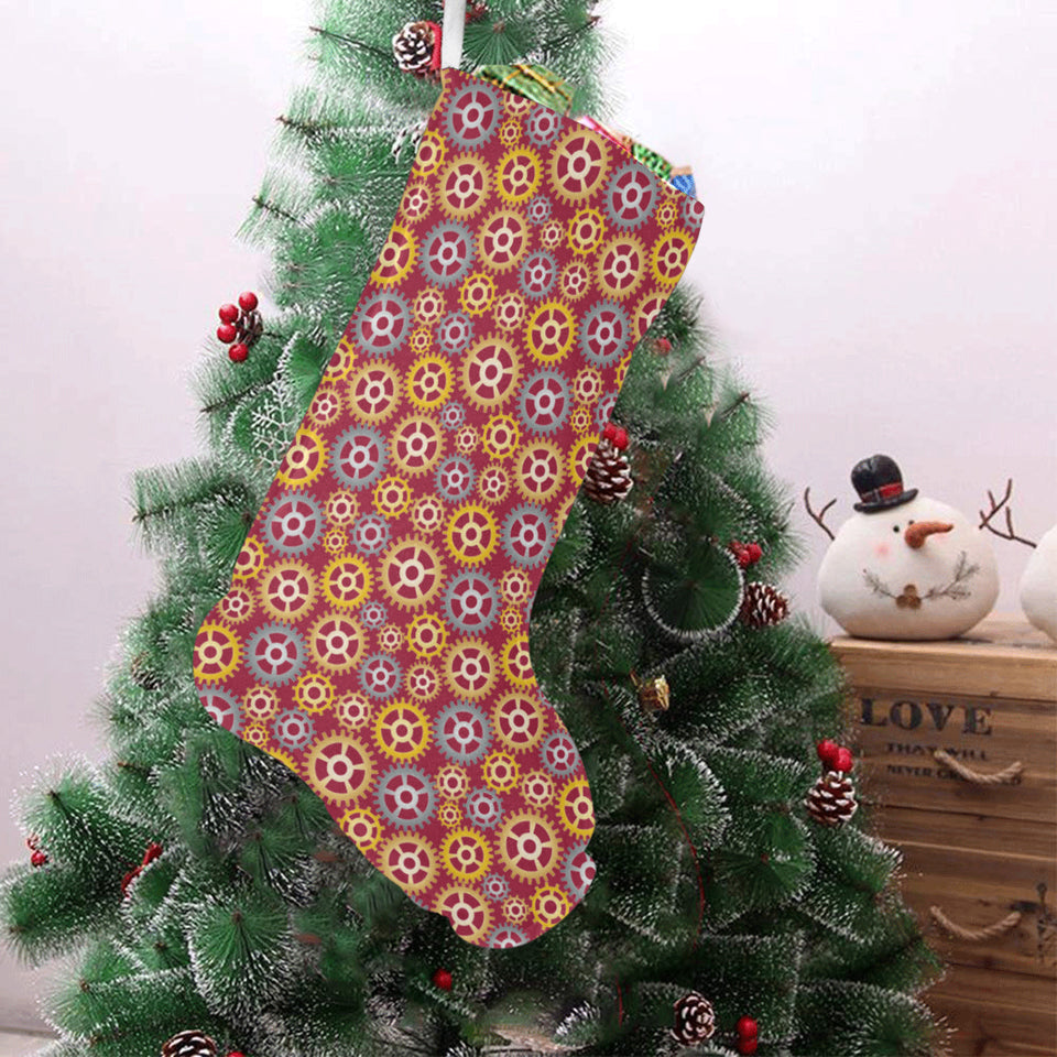 Gear Pattern Print Design 04 Christmas Stocking