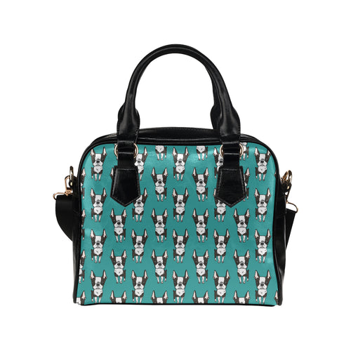 Hand drawn boston terrier dog pattern Shoulder Handbag