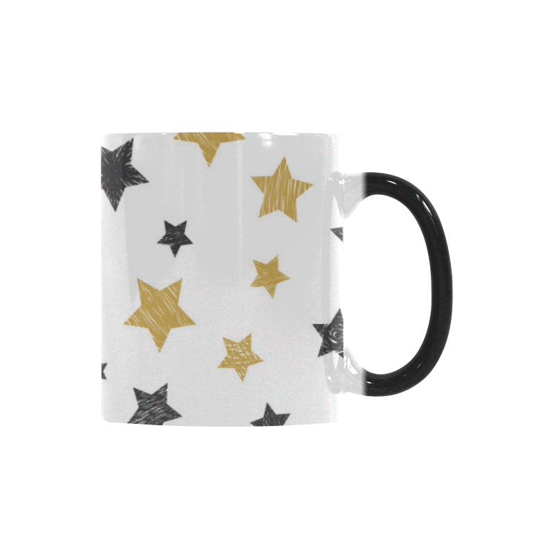 hand drawn gold black star pattern Morphing Mug Heat Changing Mug