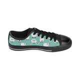 Cute sheep green background Men's Low Top Canvas Shoes Black