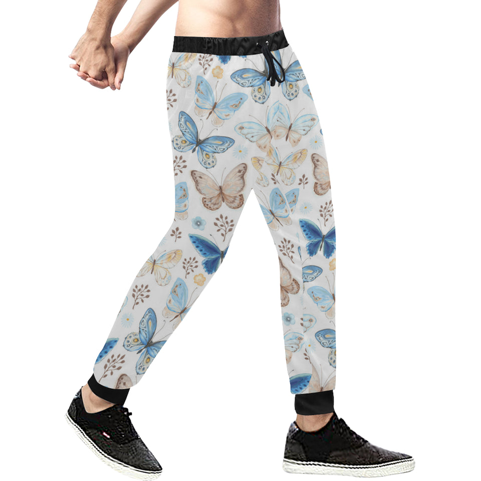 blue butterfly pattern Unisex Casual Sweatpants