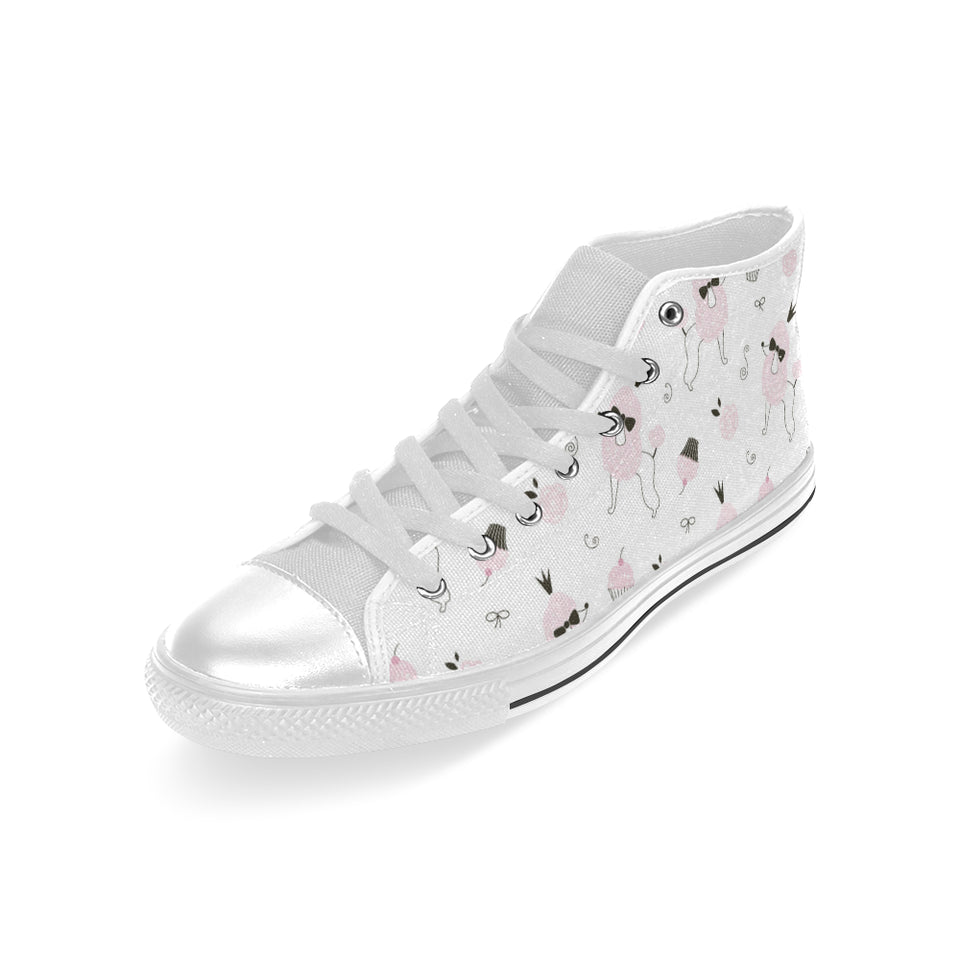 Poodle dog rose cake pattern Men's High Top Canvas Shoes White