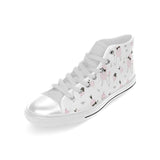 Poodle dog rose cake pattern Men's High Top Canvas Shoes White