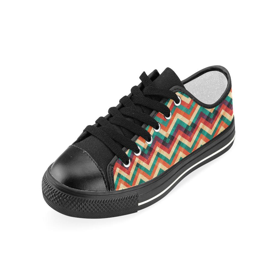 zigzag  chevron colorful pattern Kids' Boys' Girls' Low Top Canvas Shoes Black