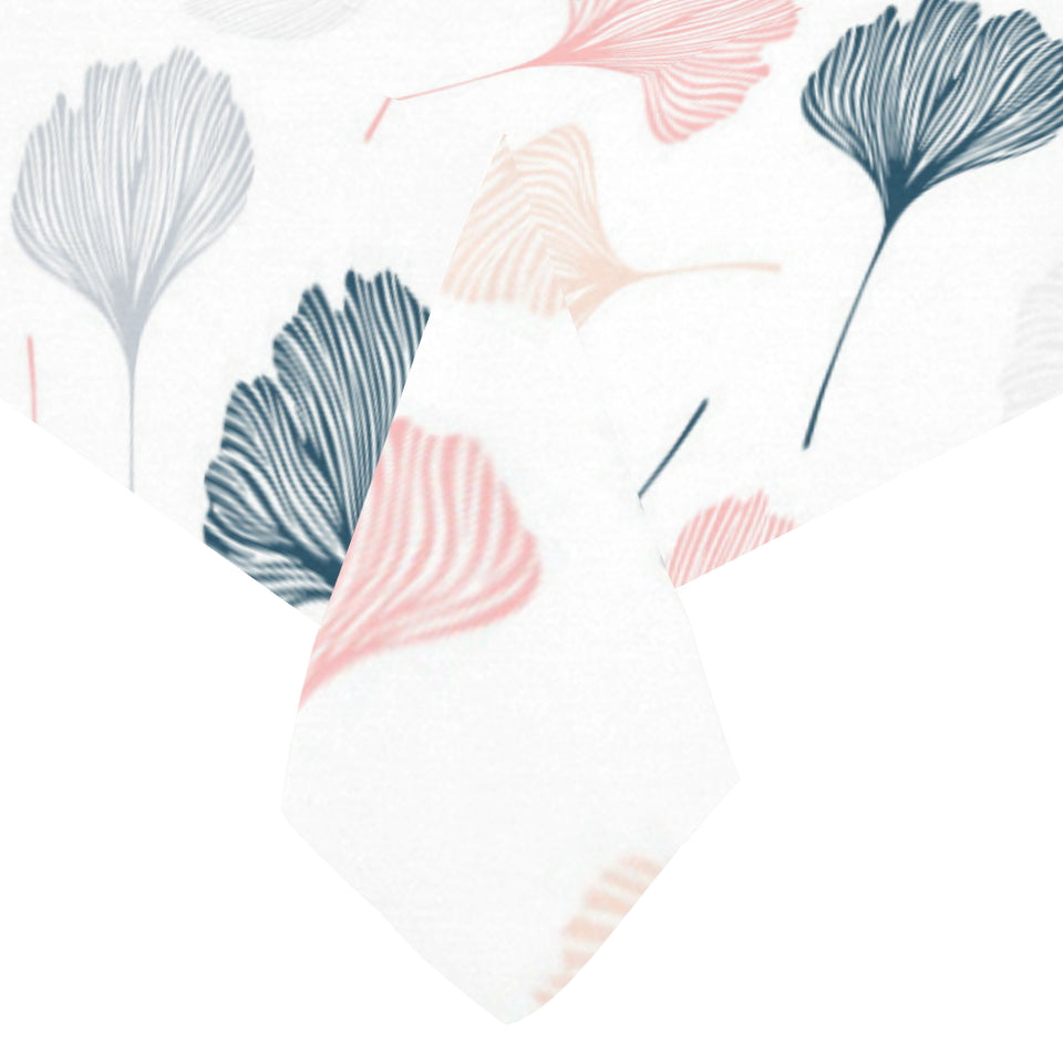 Black Gray Cream coral ginkgo leaves pattern Tablecloth