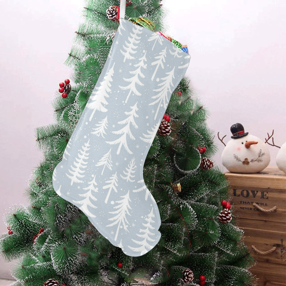 Christmas tree winter forest pattern Christmas Stocking