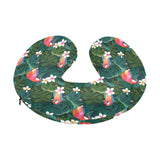 Parrot Palm tree leaves flower hibiscus pattern U-Shaped Travel Neck Pillow