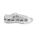 Cute ninja pattern Men's Low Top Canvas Shoes White