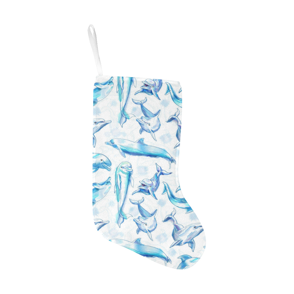 Watercolor dolphin pattern Christmas Stocking