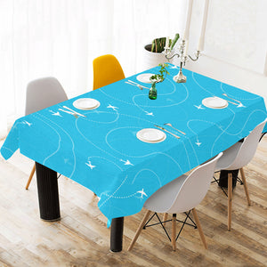 Airplane destinations blue background Tablecloth