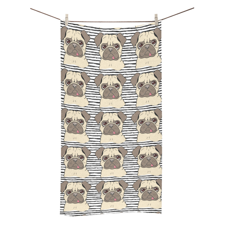 Happy pug pattern Bath Towel