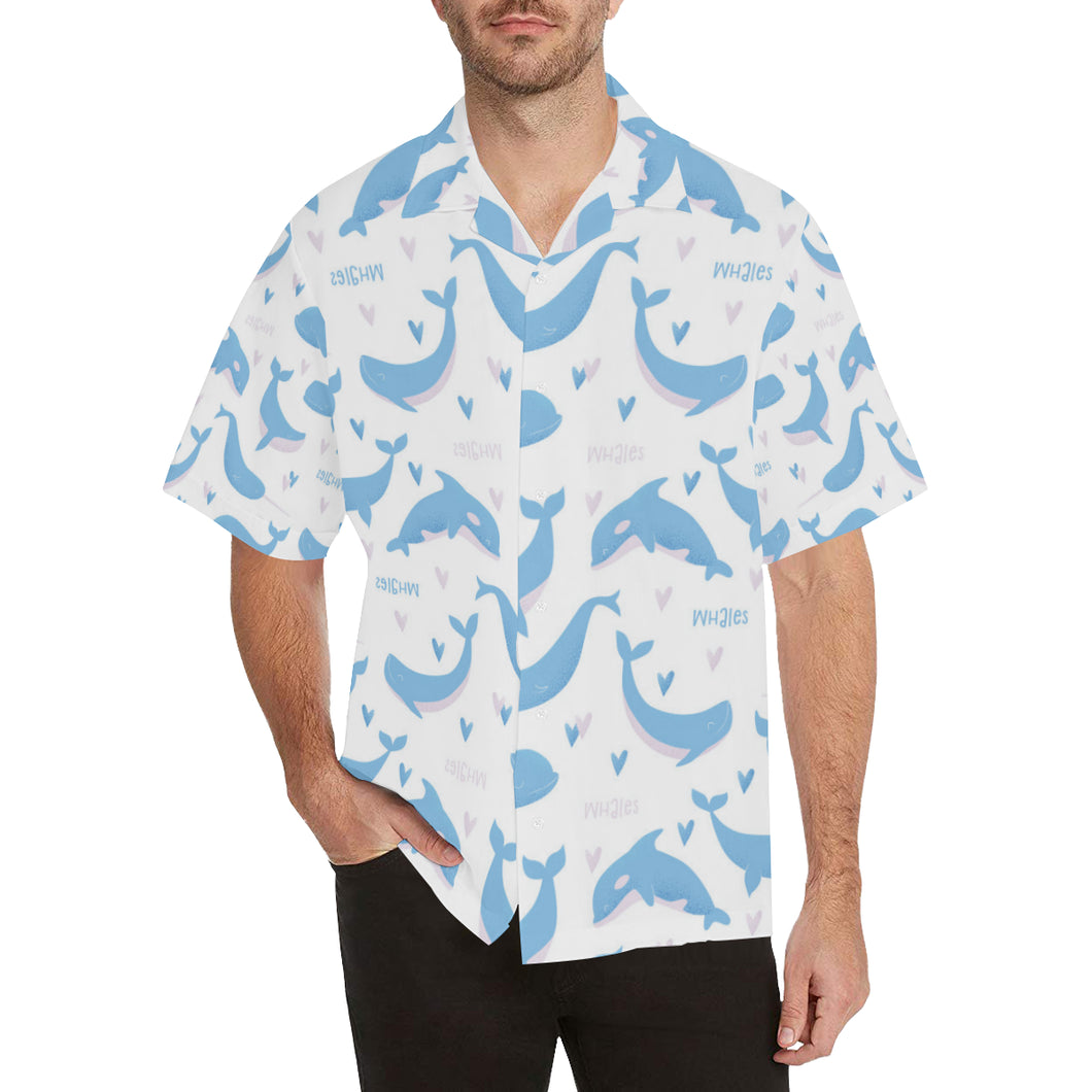 Blue whale pattern Men's All Over Print Hawaiian Shirt