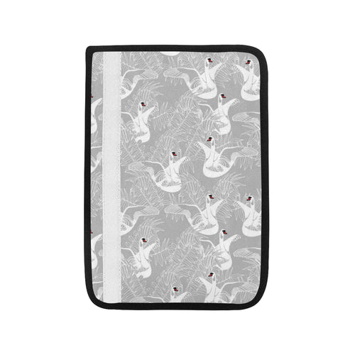 white swan gray background Car Seat Belt Cover