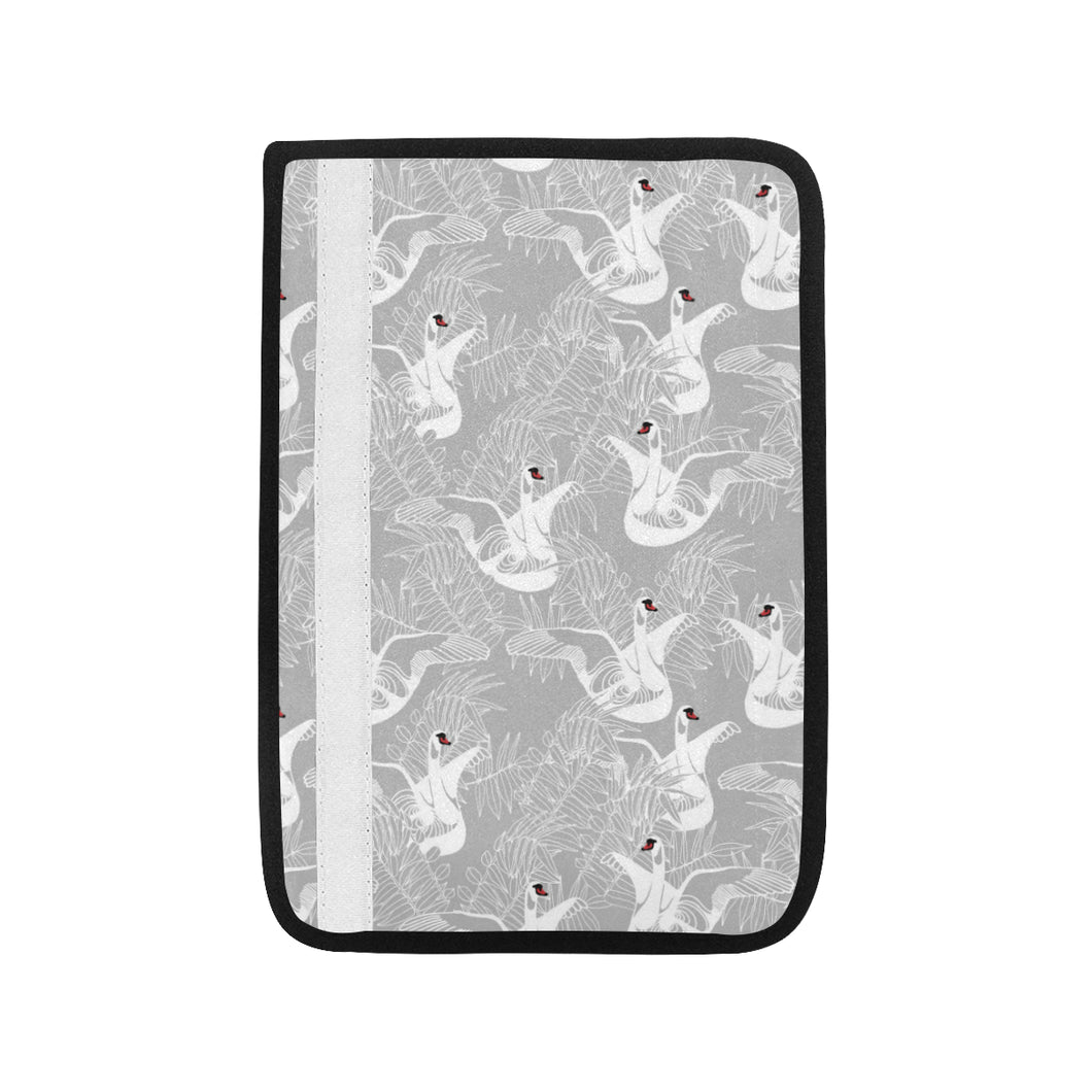 white swan gray background Car Seat Belt Cover