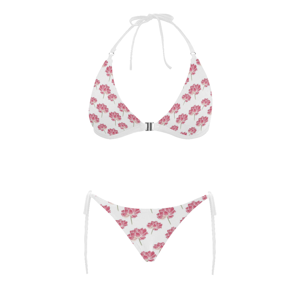 Pink lotus waterlily pattern Sexy Bikinis Two-Piece Swimsuits