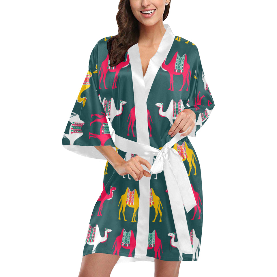 Camel pattern Women's Short Kimono Robe