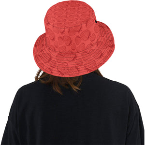 strawberry pattern red background Unisex Bucket Hat