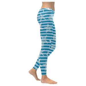 Starfish blue blackground Women's Legging Fulfilled In US