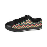 zigzag  chevron colorful pattern Men's Low Top Canvas Shoes Black