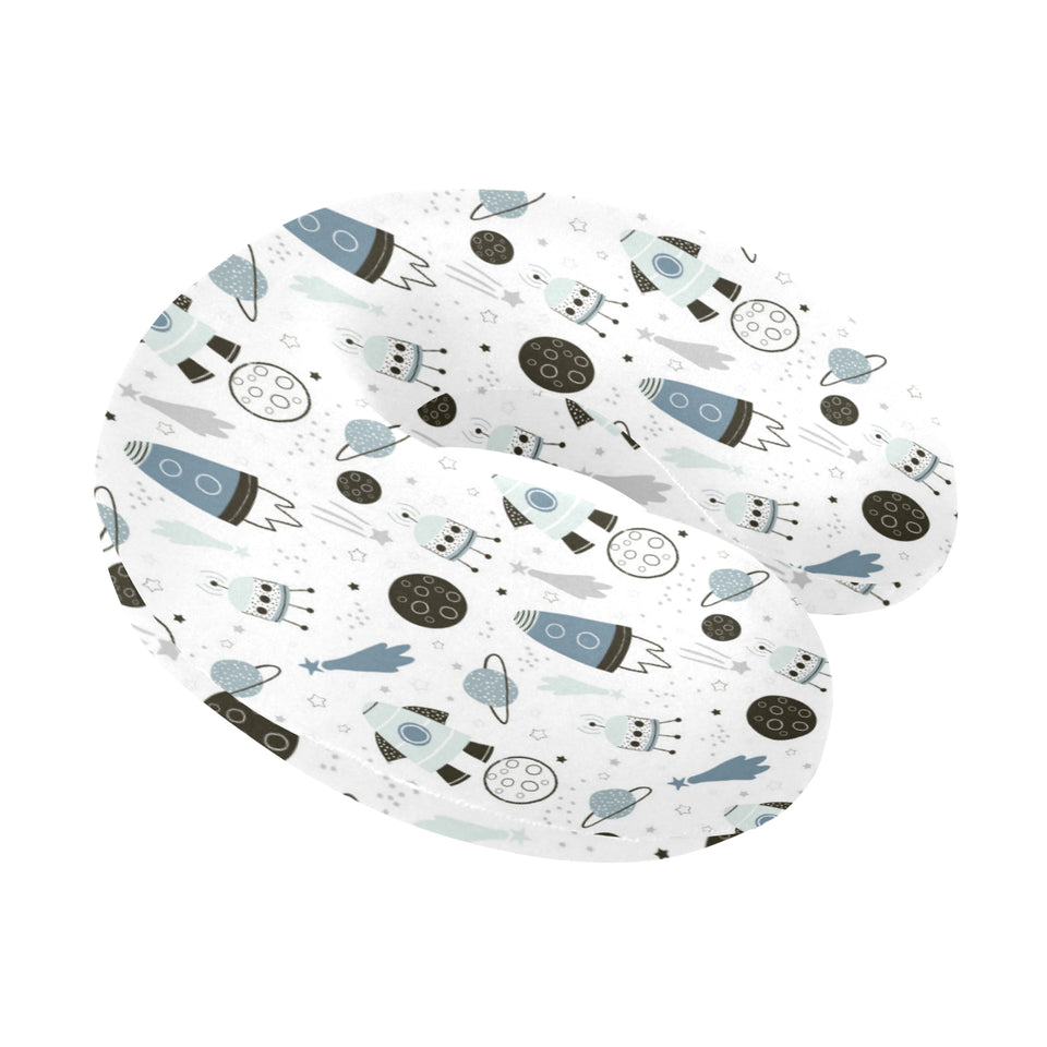 Hand drawn space elements space rocket star planet U-Shaped Travel Neck Pillow