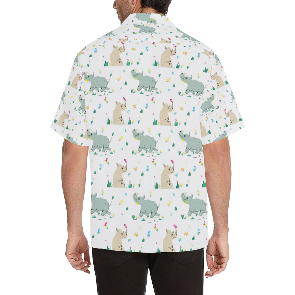 Cute Rhino pattern Men's All Over Print Hawaiian Shirt
