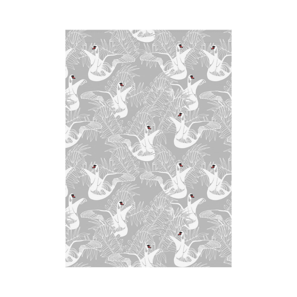 white swan gray background House Flag Garden Flag