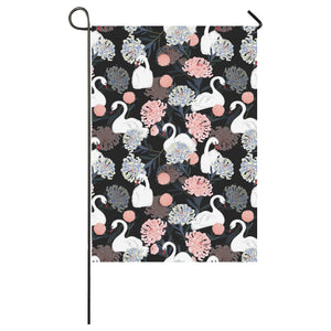 white swan blooming flower pattern House Flag Garden Flag