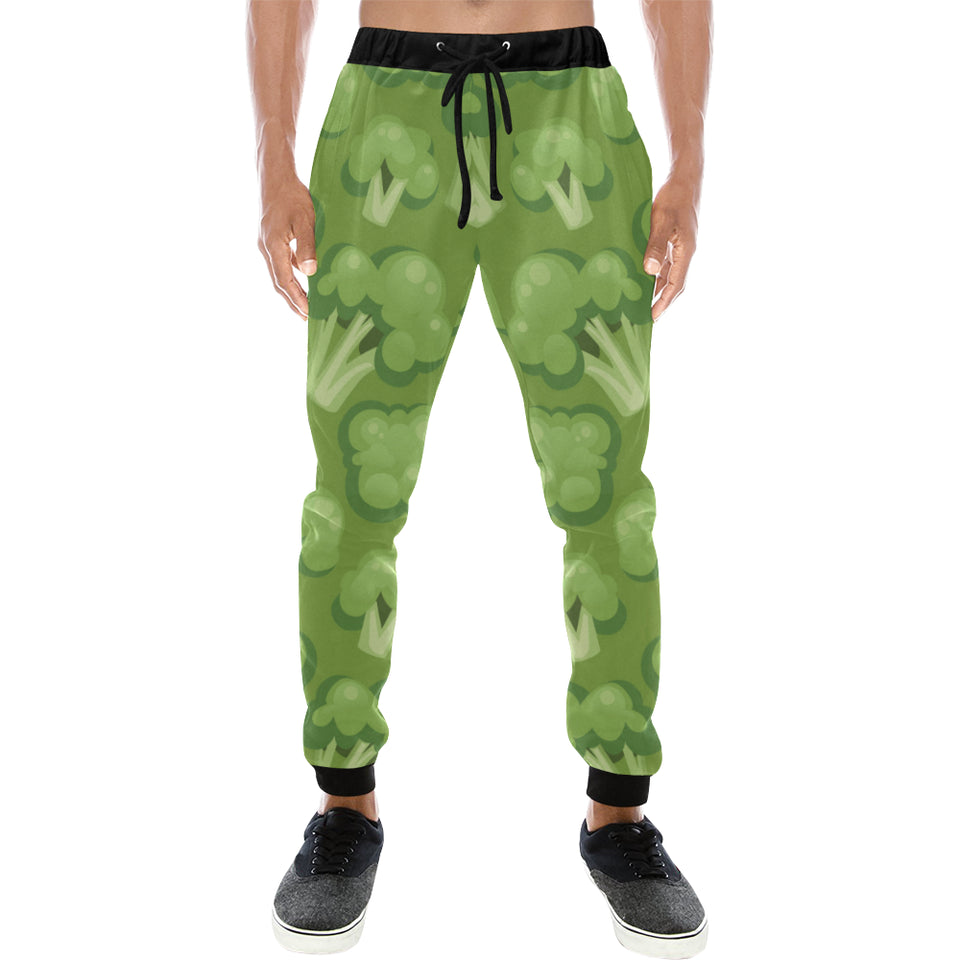 Broccoli pattern green background Unisex Casual Sweatpants