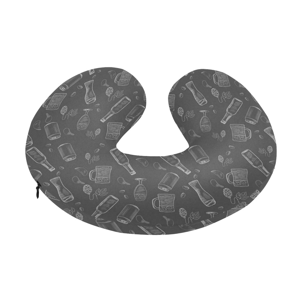 Beer hand drawn pattern U-Shaped Travel Neck Pillow