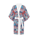Hand drawn colorful starfish Women's Short Kimono Robe