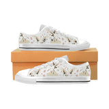 Beautiful Japanese cranes pattern Men's Low Top Canvas Shoes White