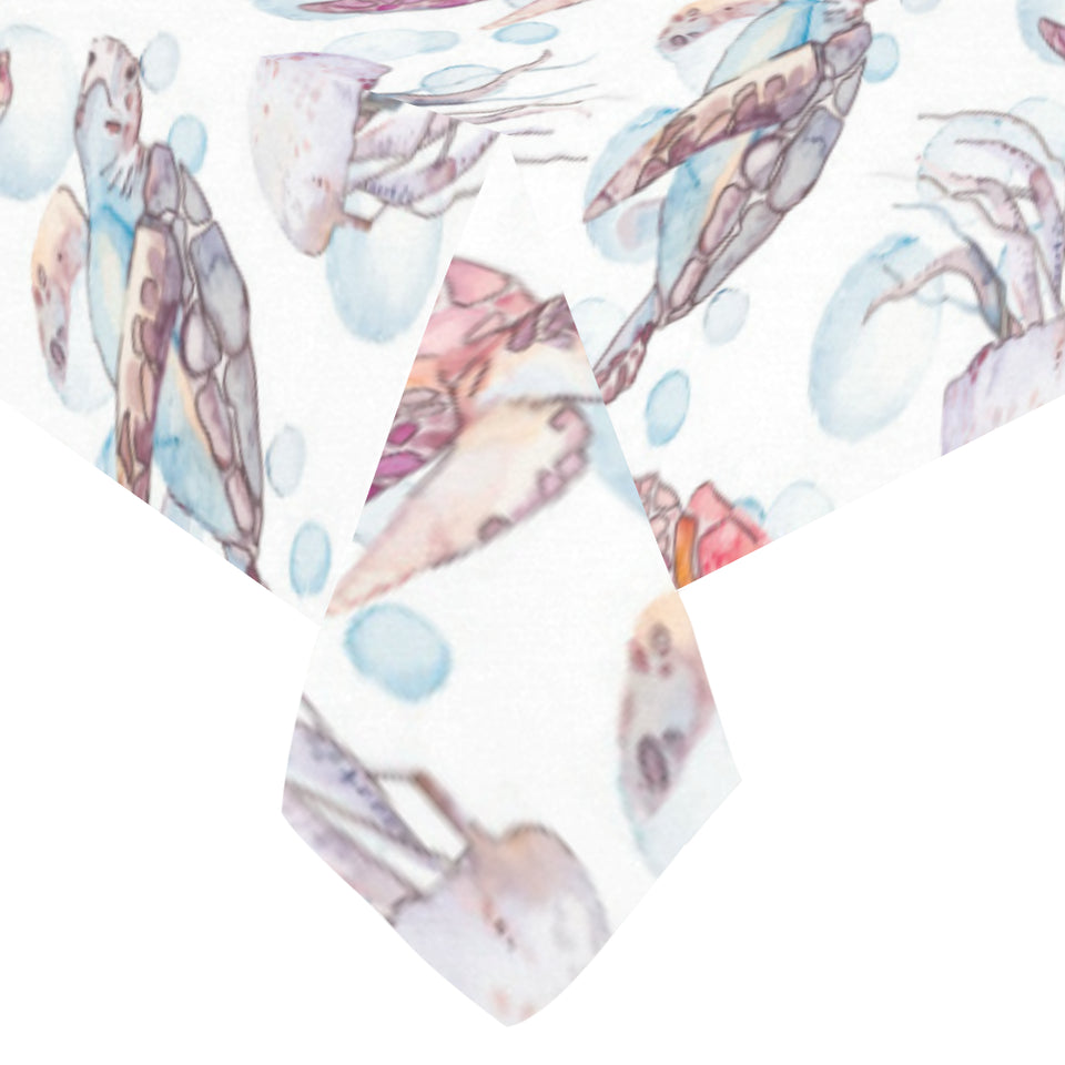 Watercolor sea turtle jellyfish pattern Tablecloth