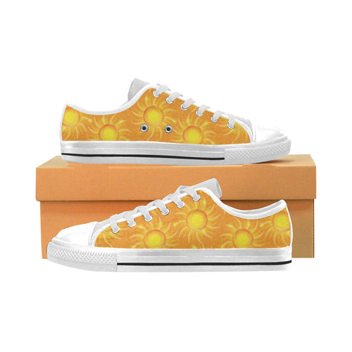 Sun orange background Men's Low Top Shoes White