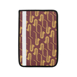 Hand drawn gold saxophone red background Car Seat Belt Cover