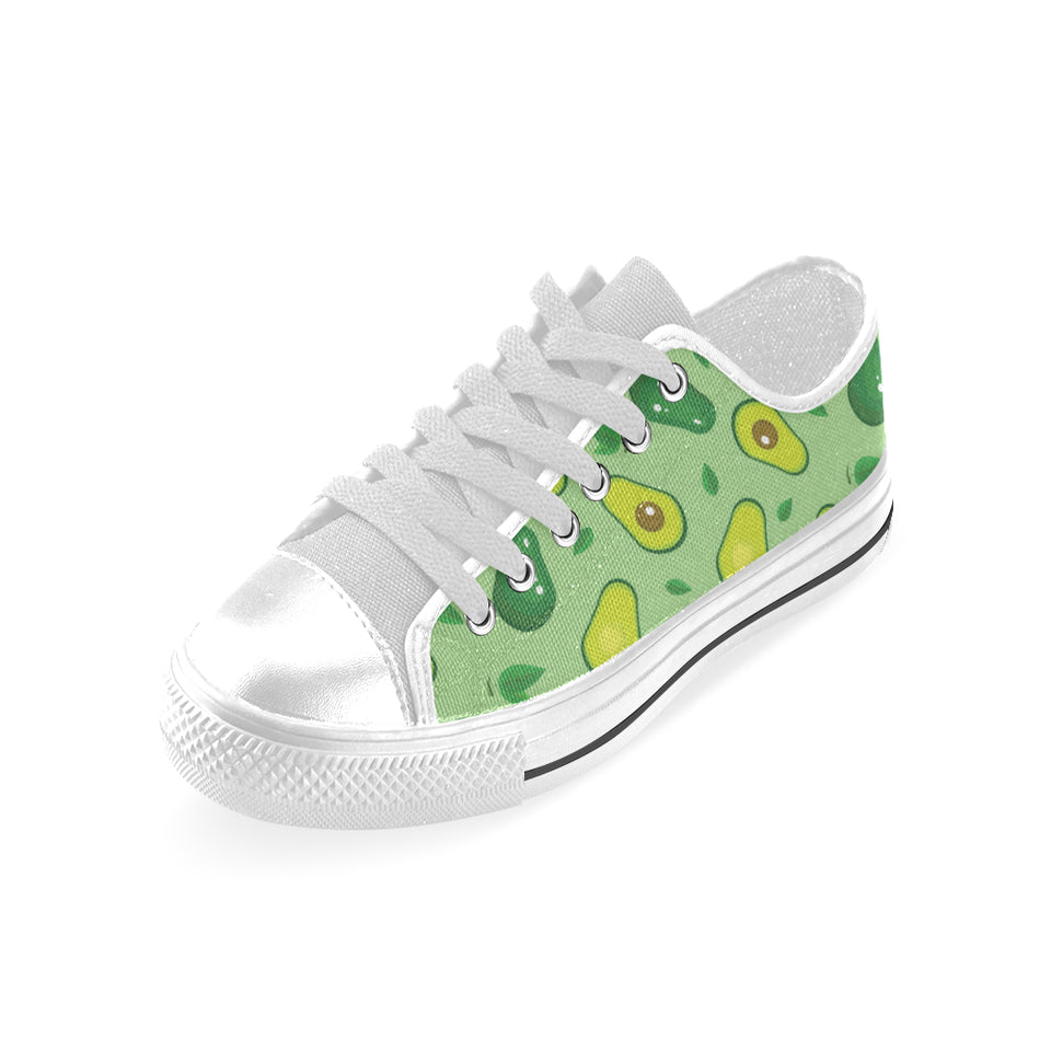 Avocado pattern green background Men's Low Top Shoes White