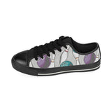 Bowling ball and pin gray background Men's Low Top Canvas Shoes Black
