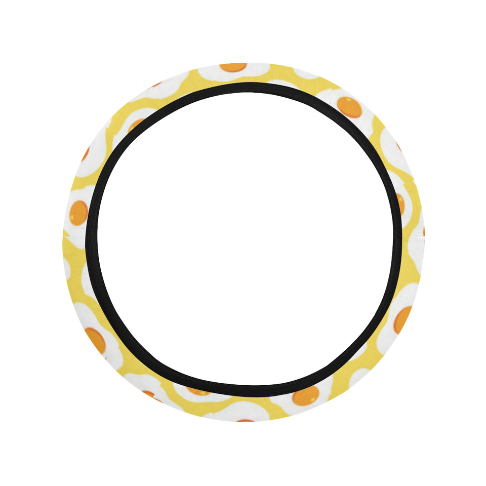 Fried Eggs Pattern Print Design 05 Car Steering Wheel Cover