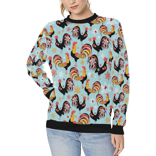 Rooster chicken cock snowfalke Women's Crew Neck Sweatshirt