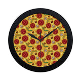 Pizza texture pattern Elegant Black Wall Clock