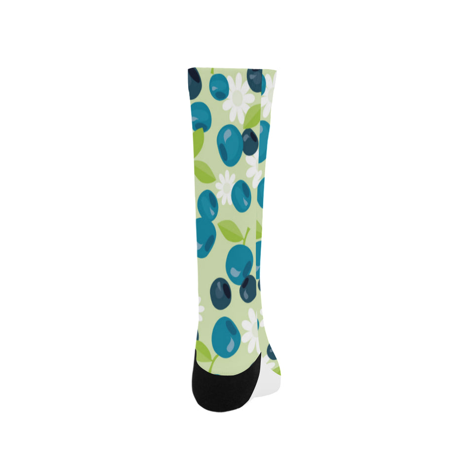 blueberry flower pattern Crew Socks