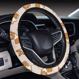 Cute Corgis Pattern pink background Car Steering Wheel Cover
