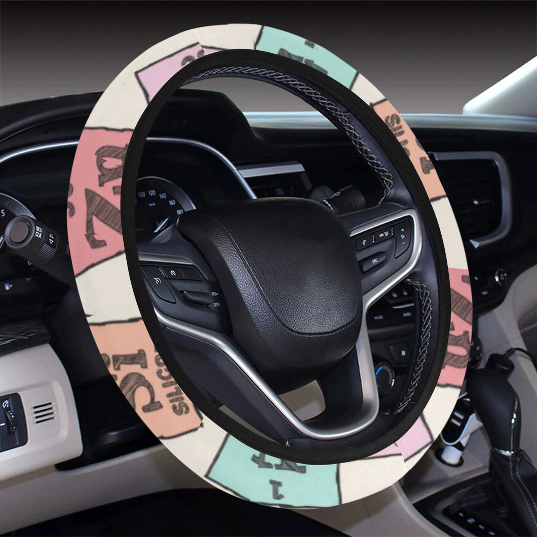 Chemistry Periodic Table Pattern Print Design 02 Car Steering Wheel Cover